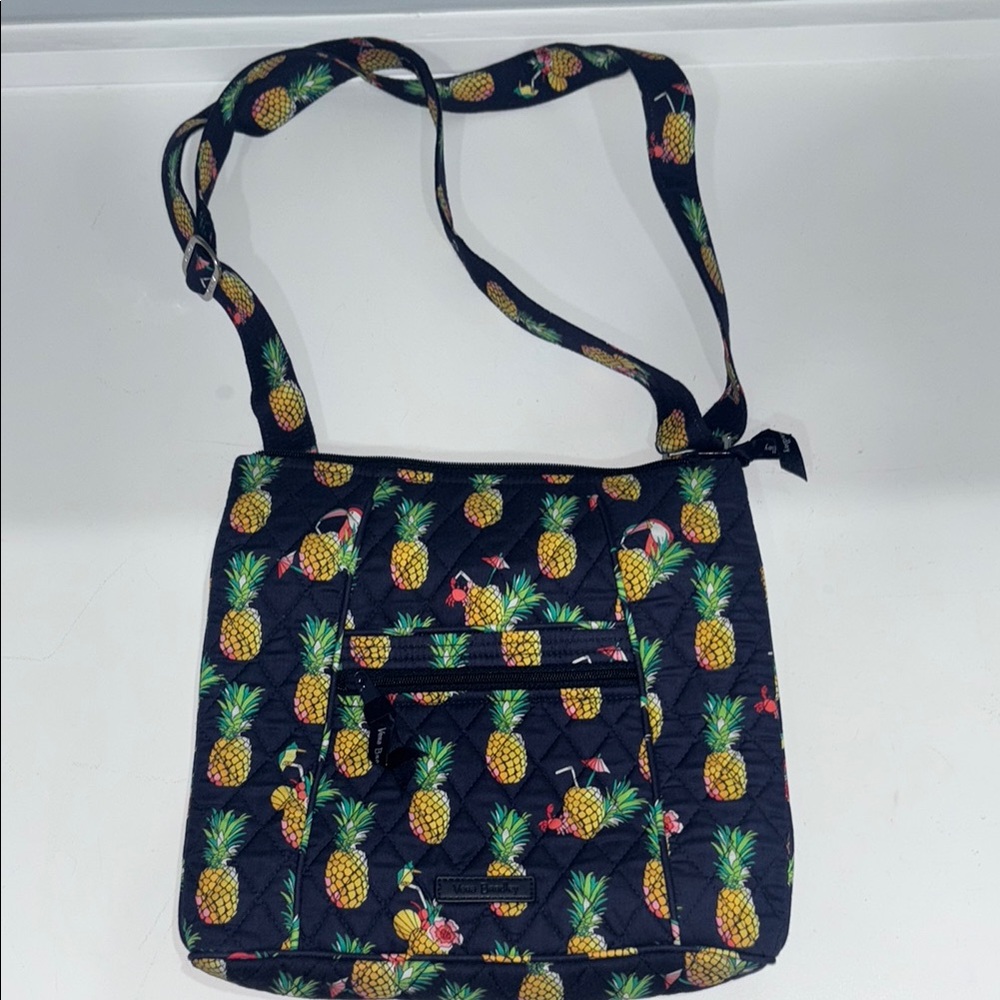 Pineapple Print Black Shoulder Bag